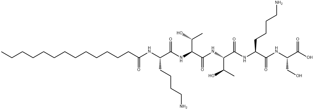 L-Serine, N2-(1-oxotetradecyl)-L-lysyl-L-threonyl-L-threonyl-L-lysyl- Structure