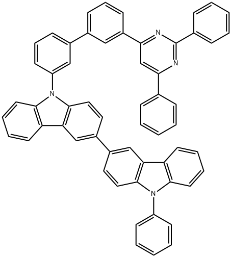 3,3'-Bi-9H-carbazole, 9-[3'-(2,6-diphenyl-4-pyrimidinyl)[1,1'-biphenyl]-3-yl]-9'-phenyl- Structure