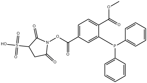 1,4-Benzenedicarboxylic acid, 2-(diphenylphosphino)-, 4-(2,5-dioxo-3-sulfo-1-pyrrolidinyl) 1-methyl ester Structure