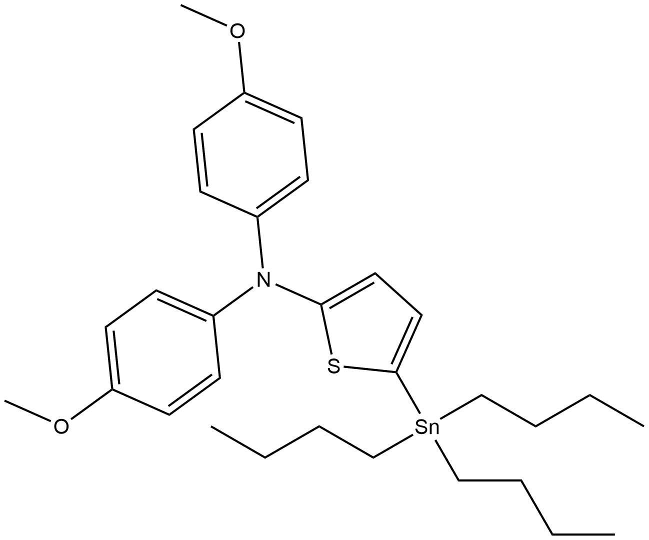 2-Thiophenamine, N,N-bis(4-methoxyphenyl)-5-(tributylstannyl)- Structure