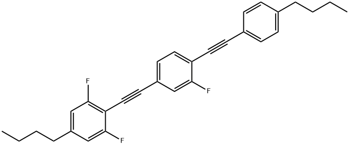 Benzene, 4-[2-(4-butyl-2,6-difluorophenyl)ethynyl]-1-[2-(4-butylphenyl)ethynyl]-2-fluoro- Structure