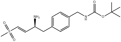 Carbamic acid, N-[[4-[(2S,3E)-2-amino-4-(methylsulfonyl)-3-buten-1-yl]phenyl]methyl]-, 1,1-dimethylethyl ester Structure