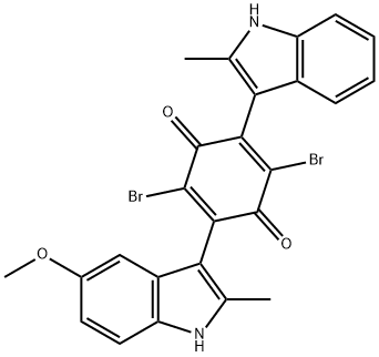 2,5-Cyclohexadiene-1,4-dione, 2,5-dibromo-3-(5-methoxy-2-methyl-1H-indol-3-yl)-6-(2-methyl-1H-indol-3-yl)- Structure