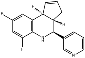 3H-Cyclopenta[c]quinoline, 6,8-difluoro-3a,4,5,9b-tetrahydro-4-(3-pyridinyl)-, (3aR,4S,9bS)- Structure