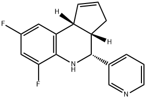 3H-Cyclopenta[c]quinoline, 6,8-difluoro-3a,4,5,9b-tetrahydro-4-(3-pyridinyl)-, (3aS,4R,9bR)- 구조식 이미지