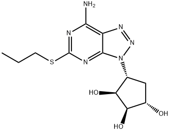 1,2,3-Cyclopentanetriol, 4-[7-amino-5-(propylthio)-3H-1,2,3-triazolo[4,5-d]pyrimidin-3-yl]-, (1S,2R,3S,4R)- 구조식 이미지