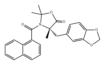 5-Oxazolidinone, 4-(1,3-benzodioxol-5-ylmethyl)-2,2,4-trimethyl-3-(1-naphthalenylcarbonyl)-, (4S)- Structure