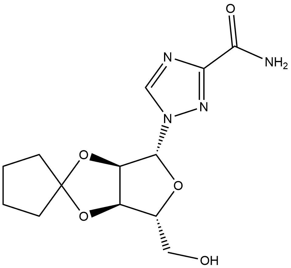 1-((3a'R,4'R,6'R,6a'R)-4'-(hydroxymethyl)tetrahydrospiro[cyclopentane-1,2'-furo[3,4-d][1,3]dioxol]-6'-yl)-1H-1,2,4-triazole-3-carboxamide Structure