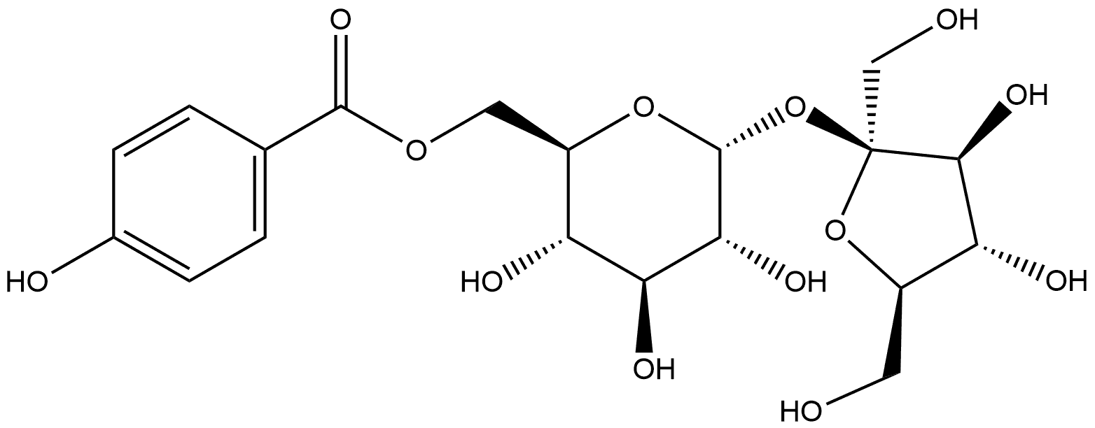 α-D-Glucopyranoside, β-D-fructofuranosyl, 6-(4-hydroxybenzoate) Structure