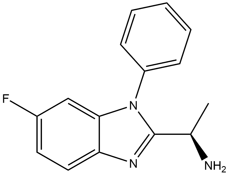 (R)-1-(6-Fluoro-1-phenyl-1H-benzo[d]imidazol-2-yl)ethanamine 구조식 이미지