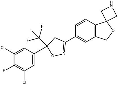 Spiro[azetidine-3,1'(3'H)-isobenzofuran], 5'-[5-(3,5-dichloro-4-fluorophenyl)-4,5-dihydro-5-(trifluoromethyl)-3-isoxazolyl]- Structure