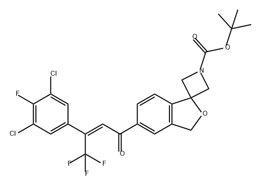 Spiro[azetidine-3,1'(3'H)-isobenzofuran]-1-carboxylic acid, 5'-[(2Z)-3-(3,5-dichloro-4-fluorophenyl)-4,4,4-trifluoro-1-oxo-2-buten-1-yl]-, 1,1-dimethylethyl ester 구조식 이미지