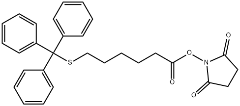 Hexanoic acid, 6-[(triphenylmethyl)thio]-, 2,5-dioxo-1-pyrrolidinyl ester Structure