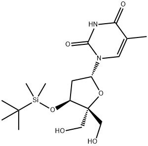 3'-O-t-Bulyldimethylsilyl-4'-C-hydroxymethylthymidine Structure
