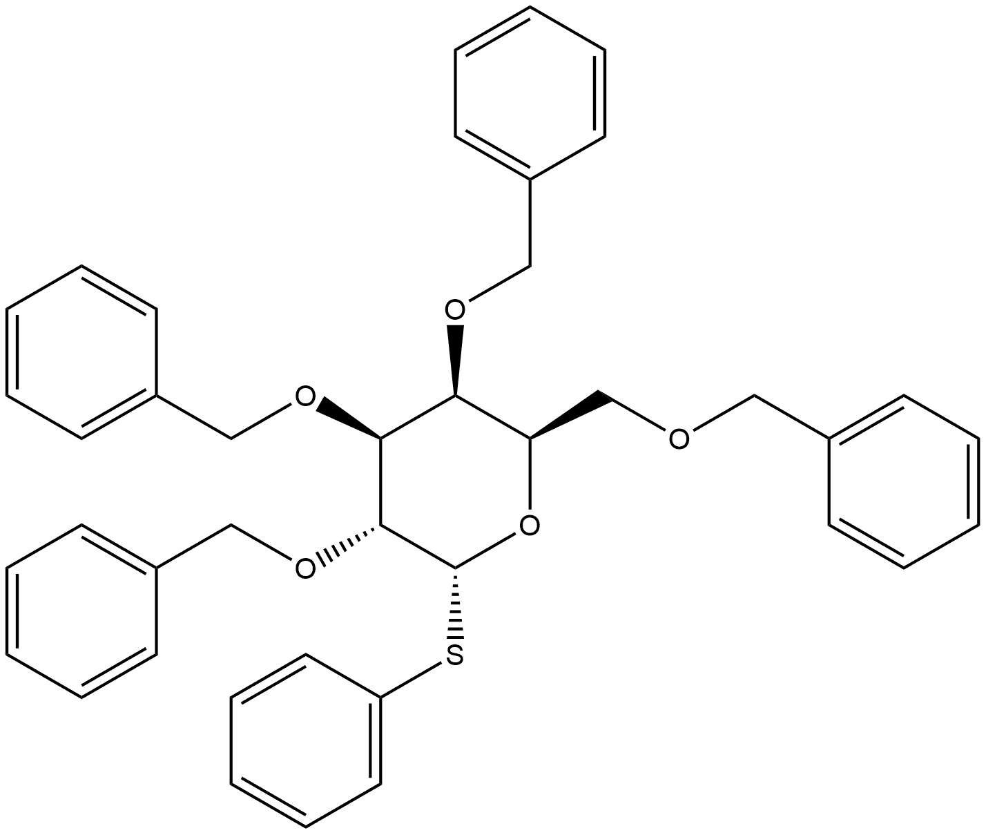 α-D-Galactopyranoside, phenyl 2,3,4,6-tetrakis-O-(phenylmethyl)-1-thio- Structure