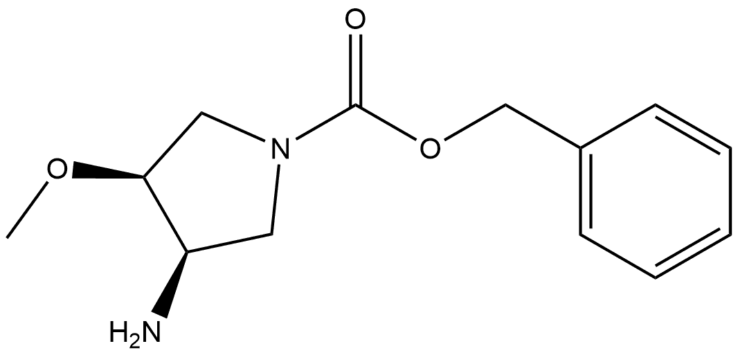 rel-Phenylmethyl (3R,4S)-3-amino-4-methoxy-1-pyrrolidinecarboxylate 구조식 이미지