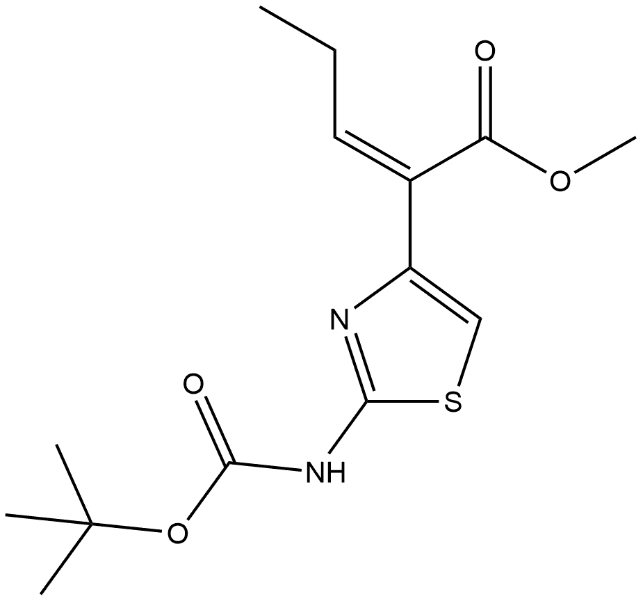 4-Thiazoleacetic acid, 2-[[(1,1-dimethylethoxy)carbonyl]amino]-α-propylidene-, methyl ester, (αZ)- Structure