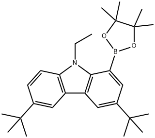 9H-Carbazole, 3,6-bis(1,1-dimethylethyl)-9-ethyl-1-(4,4,5,5-tetramethyl-1,3,2-dioxaborolan-2-yl)- Structure