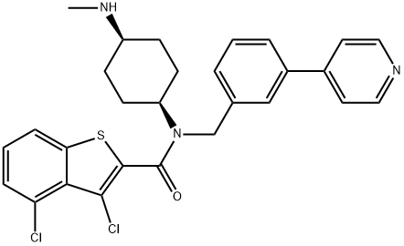 Benzo[b]thiophene-2-carboxamide, 3,4-dichloro-N-[cis-4-(methylamino)cyclohexyl]-N-[[3-(4-pyridinyl)phenyl]methyl]- Structure