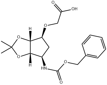 Acetic acid, 2-[[(3aR,4S,6R,6aS)-tetrahydro-2,2-dimethyl-6-[[(phenylmethoxy)carbonyl]amino]-4H-cyclopenta-1,3-dioxol-4-yl]oxy]- Structure