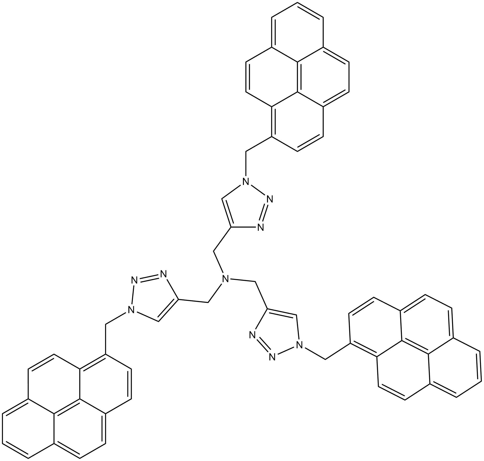 1H-1,2,3-Triazole-4-methanamine, 1-(1-pyrenylmethyl)-N,N-bis[[1-(1-pyrenylmethyl)-1H-1,2,3-triazol-4-yl]methyl]- Structure