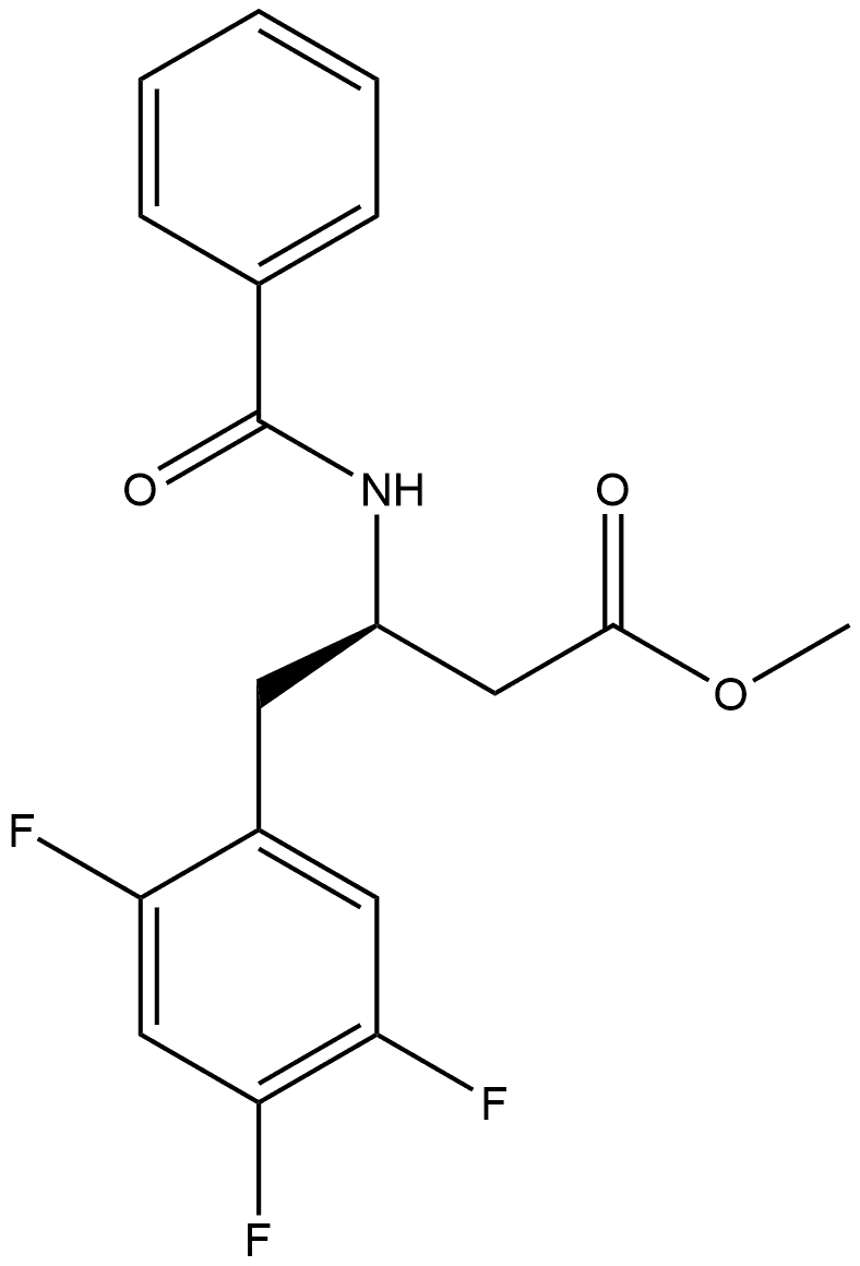 Benzenebutanoic acid, β-(benzoylamino)-2,4,5-trifluoro-, methyl ester, (βR)- Structure