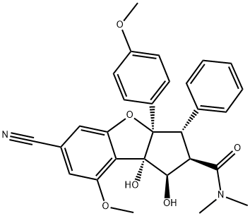 1H-Cyclopenta[b]benzofuran-2-carboxamide, 6-cyano-2,3,3a,8b-tetrahydro-1,8b-dihydroxy-8-methoxy-3a-(4-methoxyphenyl)-N,N-dimethyl-3-phenyl-, (1R,2R,3S,3aR,8bS)- Structure