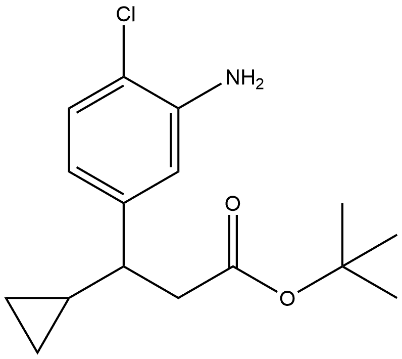 Benzenepropanoic acid, 3-amino-4-chloro-β-cyclopropyl-, 1,1-dimethylethyl ester, (-)- Structure