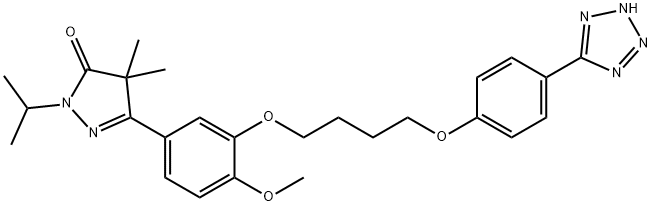 3H-Pyrazol-3-one, 2,4-dihydro-5-[4-methoxy-3-[4-[4-(2H-tetrazol-5-yl)phenoxy]butoxy]phenyl]-4,4-dimethyl-2-(1-methylethyl)- Structure