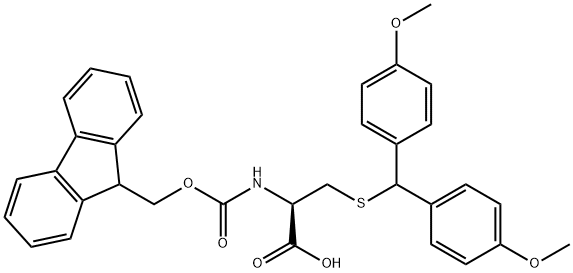 N-α-(9-Fluorenylmethoxycarbonyl)-S-(4,4'-dimethoxydiphenylmethyl)-L-cysteine 구조식 이미지