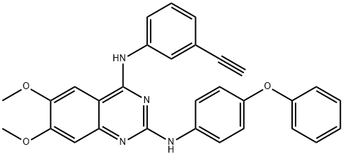 2,4-Quinazolinediamine, N4-(3-ethynylphenyl)-6,7-dimethoxy-N2-(4-phenoxyphenyl)- 구조식 이미지