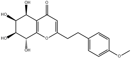 4H-1-Benzopyran-4-one, 5,6,7,8-tetrahydro-5,6,7,8-tetrahydroxy-2-[2-(4-methoxyphenyl)ethyl]-, (5S,6S,7S,8R)- Structure