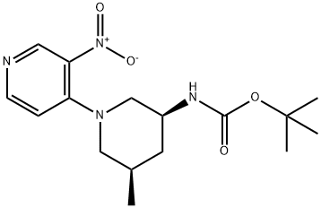 Carbamic acid, N-[(3S,5R)-5-methyl-1-(3-nitro-4-pyridinyl)-3-piperidinyl]-, 1,1-dimethylethyl ester Structure