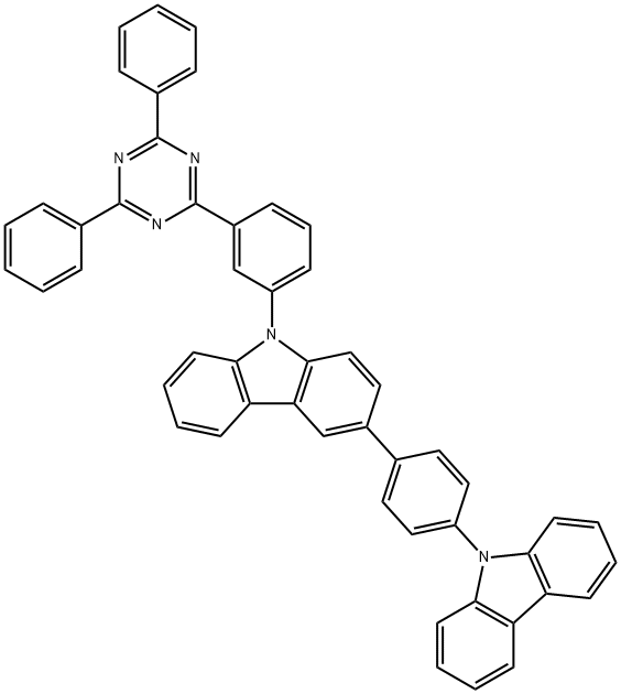 9H-Carbazole, 3-[4-(9H-carbazol-9-yl)phenyl]-9-[3-(4,6-diphenyl-1,3,5-triazin-2-yl)phenyl]- Structure