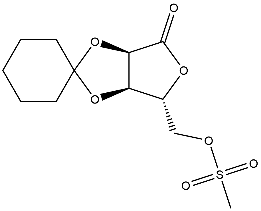 D-Ribonic acid, 2,3-O-cyclohexylidene-, γ-lactone, 5-methanesulfonate Structure