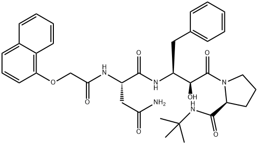 (S)-N-tert-butyl-3-[(2S,3S)-3-[(S)-2-(1-naphthoxyacetyl)aMinosuccinaMyl]aMino-2-hydroxy-4-phenylbutanoyl]pyrrolidine-2-carboxaMide|NoA-Asn-Phe-Psi<CH(OH)C(O)N>Pro-NHtBu|Noa-Asn-Apns-Pro-NHBut|NoA-Asn-Phe-Psi[CH(OH)C(O)N]Pro-NHtBu Structure