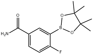 Benzamide, 4-fluoro-3-(4,4,5,5-tetramethyl-1,3,2-dioxaborolan-2-yl)- 구조식 이미지