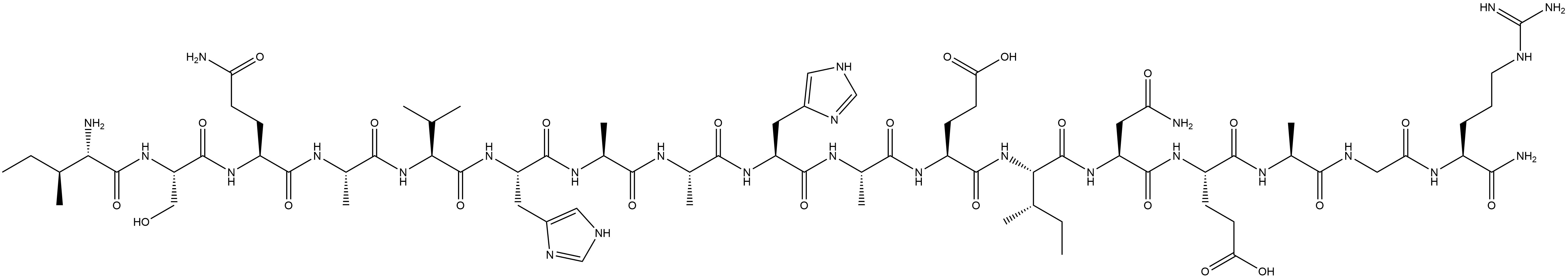 L-Argininamide, L-isoleucyl-L-seryl-L-glutaminyl-L-alanyl-L-valyl-L-histidyl-L-alanyl-L-alanyl-L-histidyl-L-alanyl-L-α-glutamyl-L-isoleucyl-L-asparaginyl-L-α-glutamyl-L-alanylglycyl- Structure