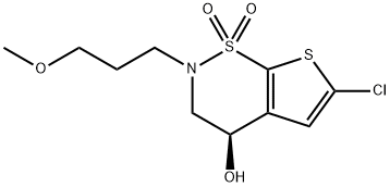 2H-Thieno[3,2-e]-1,2-thiazin-4-ol, 6-chloro-3,4-dihydro-2-(3-methoxypropyl)-, 1,1-dioxide, (4R)- Structure