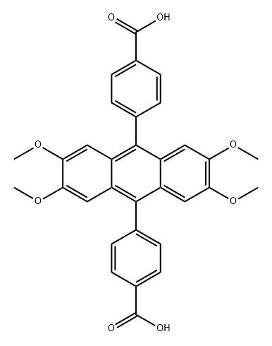 Benzoic acid, 4,4'-(2,3,6,7-tetramethoxy-9,10-anthracenediyl)bis- Structure