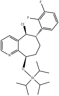 5H-Cyclohepta[b]pyridine, 5-chloro-6-(2,3-difluorophenyl)-6,7,8,9-tetrahydro-9-[[tris(1-methylethyl)silyl]oxy]-, (5S,6S,9R)- Structure