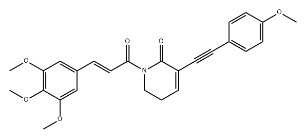 2(1H)-Pyridinone, 5,6-dihydro-3-[2-(4-methoxyphenyl)ethynyl]-1-[(2E)-1-oxo-3-(3,4,5-trimethoxyphenyl)-2-propen-1-yl]- Structure