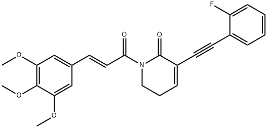 2(1H)-Pyridinone, 3-[2-(2-fluorophenyl)ethynyl]-5,6-dihydro-1-[(2E)-1-oxo-3-(3,4,5-trimethoxyphenyl)-2-propen-1-yl]- Structure