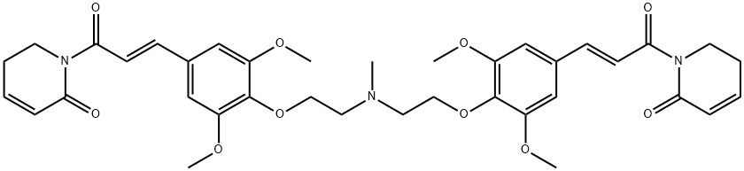 2(1H)-Pyridinone, 1,1'-[(methylimino)bis[2,1-ethanediyloxy(3,5-dimethoxy-4,1-phenylene)[(2E)-1-oxo-2-propene-3,1-diyl]]]bis[5,6-dihydro- Structure