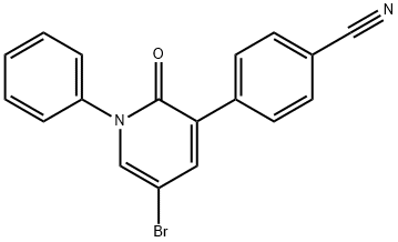 Benzonitrile, 4-(5-bromo-1,2-dihydro-2-oxo-1-phenyl-3-pyridinyl)- 구조식 이미지