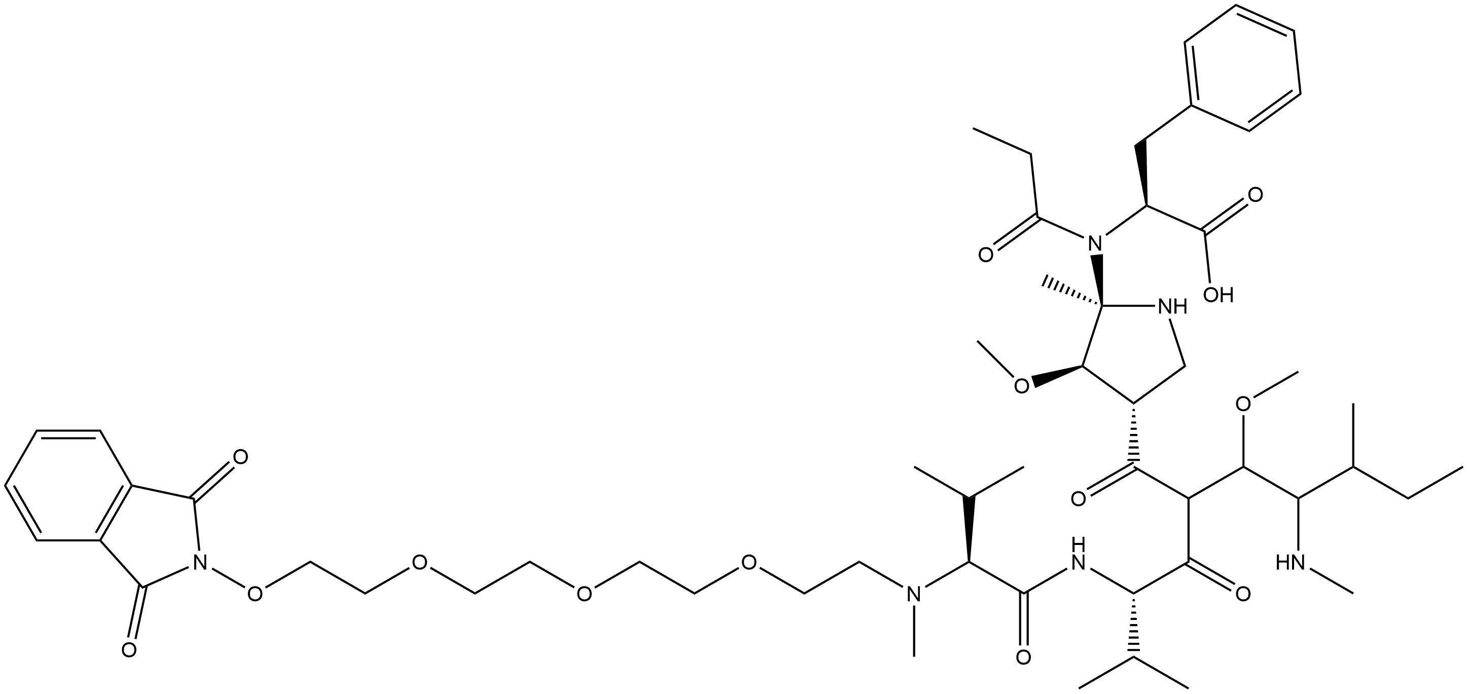 L-Phenylalanine, N-[2-[2-[2-[2-[(1,3-dihydro-1,3-dioxo-2H-isoindol-2-yl)oxy]ethoxy]ethoxy]ethoxy]ethyl]-N-methyl-L-valyl-L-valyl-(3R,4S,5S)-3-methoxy-5-methyl-4-(methylamino)heptanoyl-(αR,βR,2S)-β-methoxy-α-methyl-2-pyrrolidinepropanoyl- Structure