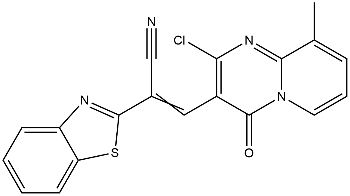 2-Benzothiazoleacetonitrile, α-[(2-chloro-9-methyl-4-oxo-4H-pyrido[1,2-a]pyrimidin-3-yl)methylene]- Structure