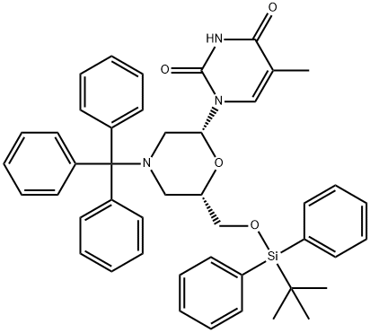 7-O-(tert-butyldiphenylsilyl)-N-trityl morpholinothymidine Structure