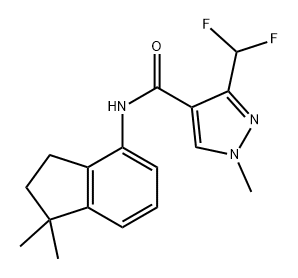 1H-Pyrazole-4-carboxamide, 3-(difluoromethyl)-N-(2,3-dihydro-1,1-dimethyl-1H-inden-4-yl)-1-methyl- 구조식 이미지