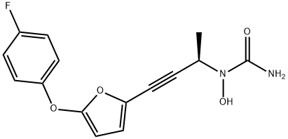 Urea, N-[(1R)-3-[5-(4-fluorophenoxy)-2-furanyl]-1-methyl-2-propyn-1-yl]-N-hydroxy- Structure